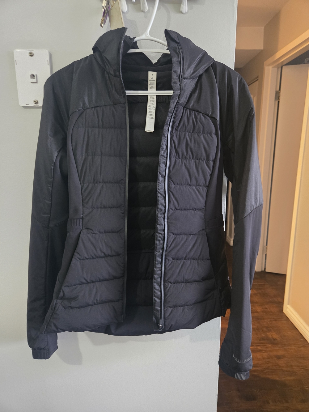 lululemon athletica Black Quilted Hooded Puffer Jacket